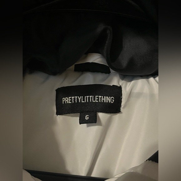 Prettylittlething White Winter Crop Jacket Size 6 - Picture 5 of 7